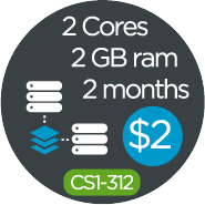 2 Cores, 2GB, 2 Months for $2 - A great deal!