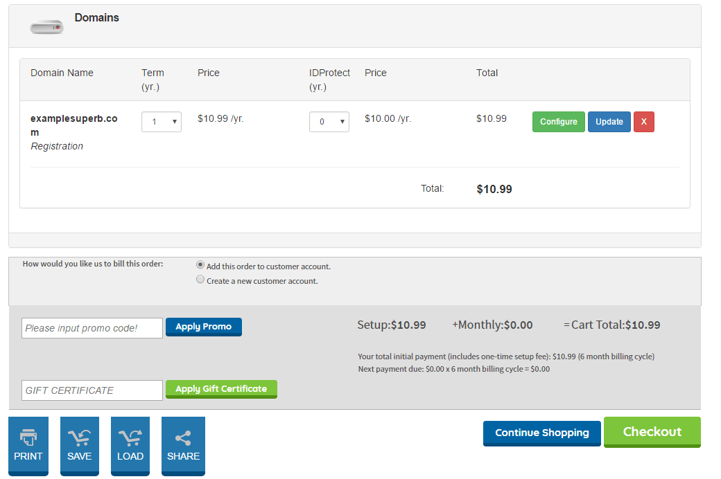 myCP® control panel - Place Order